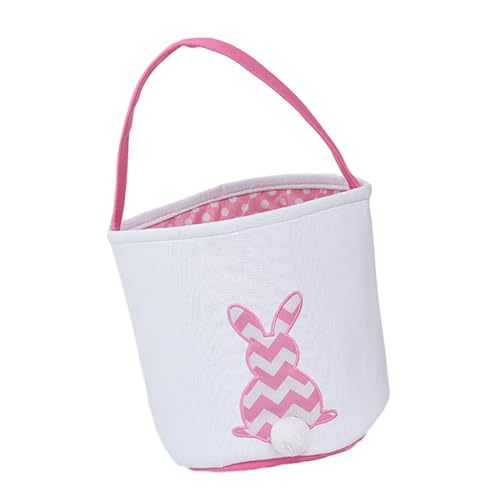 Milageto Osterhasen-Tasche für Kinder, zusammenklappbarer Ostereimer aus Segeltuch für Süßigkeiten, Geschenke, Party, Kaninchen-Tragetaschen für Eier, Rosa von Milageto