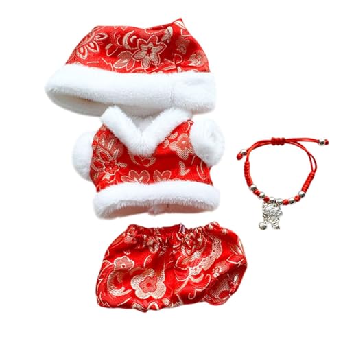 Milageto Plüsch-Puppenkleidung für 17 cm große Puppen, Neujahrskostüm, Tang-Anzug, niedliches Plüsch-Puppenzubehör, Anzieh-Puppenkleidung, Pingan-Anzug Milageto Plüsch-Puppenkleidung für 17 cm große Puppen, Neujahrskostüm, Tang-Anzug, niedliches Plüsch-Puppenzubehör, Anzieh-Puppenkleidung, Pingan-Anzug von Milageto