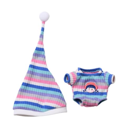 Milageto Puppen Schlafanzug mit Mütze, Nachtmode für Mädchen, Fotografie Zubehör für 6,69 Zoll Puppe, Blau von Milageto