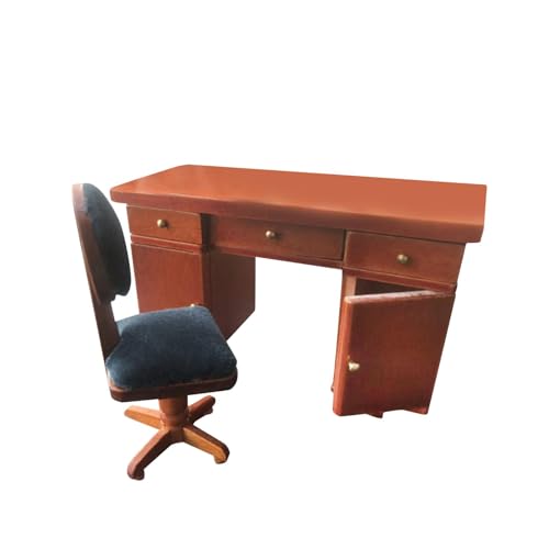 Milageto Puppenhaus-Computertisch und Stuhl, Holz, Simulation, Miniatur-Wohnmöbel im Maßstab 1:12 für Fotografie-Requisiten, Rollenspiele von Milageto