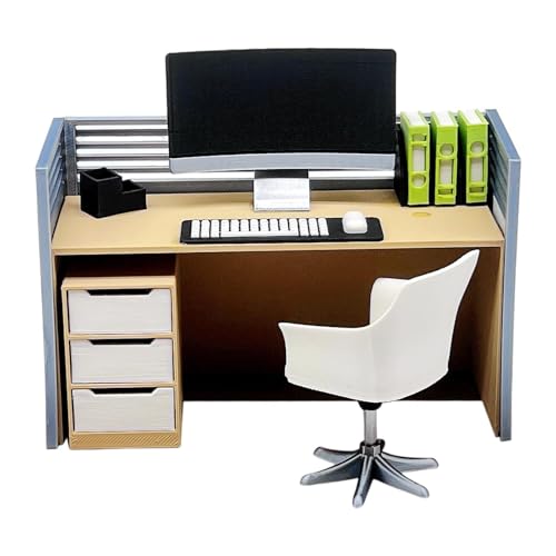 Milageto Puppenhaus-Dekoration, Ornamente, Maßstab 1:12, Mini-Computertisch, Puppenhaus-, kleines Computermodell, Basteln, Büromöbel, Set B Milageto Puppenhaus-Dekoration, Ornamente, Maßstab 1:12, Mini-Computertisch, Puppenhaus-, kleines Computermodell, Basteln, Büromöbel, Set B von Milageto