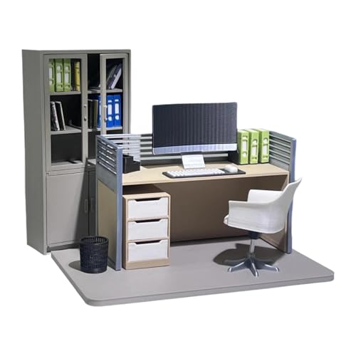 Milageto Puppenhaus-Dekoration, Ornamente, Maßstab 1:12, Mini-Computertisch, Puppenhaus-, kleines Computermodell, Basteln, Büromöbel, Set D von Milageto