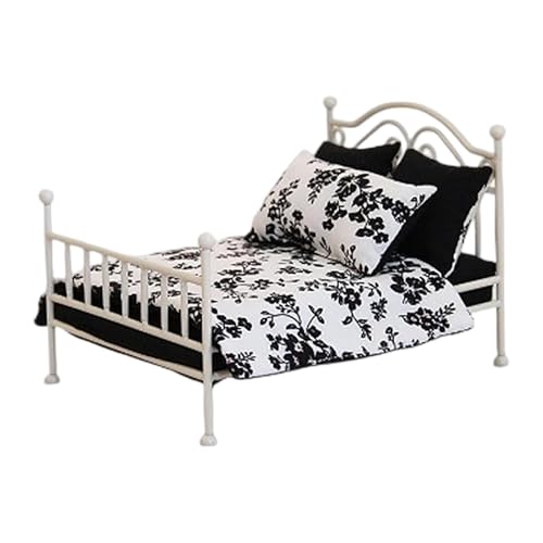 Milageto Puppenhausbett im Maßstab 1:12, Foto-Requisiten, DIY-Szene, Schlafzimmer, Mikroszene, Rollenspiel, Miniatur-Puppenhausmöbel, Miniaturbett, Weiß Milageto Puppenhausbett im Maßstab 1:12, Foto-Requisiten, DIY-Szene, Schlafzimmer, Mikroszene, Rollenspiel, Miniatur-Puppenhausmöbel, Miniaturbett, Weiß von Milageto