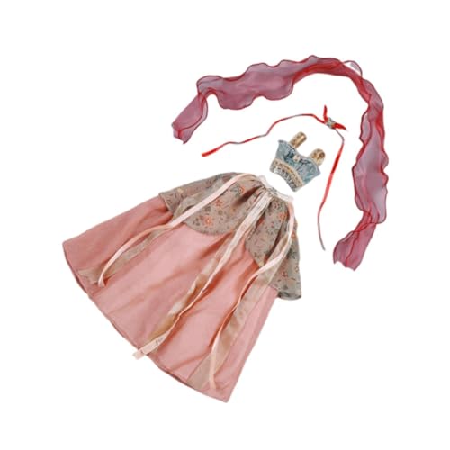 Milageto Puppenkleid -Outfits Miniatur Bildungskoordination Modedekoration handgefertigt für Geburtstagsgeschenk Kostüme Puppenkleidung, Rot von Milageto