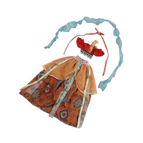 Milageto Puppenkleid -Outfits Miniatur Bildungskoordination Modedekoration handgefertigt für Geburtstagsgeschenk Kostüme Puppenkleidung, Rote Rüschen von Milageto