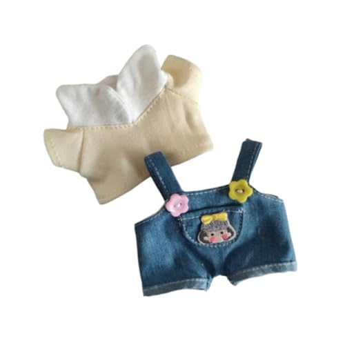 Milageto Puppenkleider-Set für Mädchen, Puppenkleider-Kostüme, süßes Ankleiden, 15 cm, Puppen-Overall, Plüsch-Puppen-Outfit für Anhängerpuppe, Alter 5–7, 8–10, Gelb Milageto Puppenkleider-Set für Mädchen, Puppenkleider-Kostüme, süßes Ankleiden, 15 cm, Puppen-Overall, Plüsch-Puppen-Outfit für Anhängerpuppe, Alter 5–7, 8–10, Gelb von Milageto