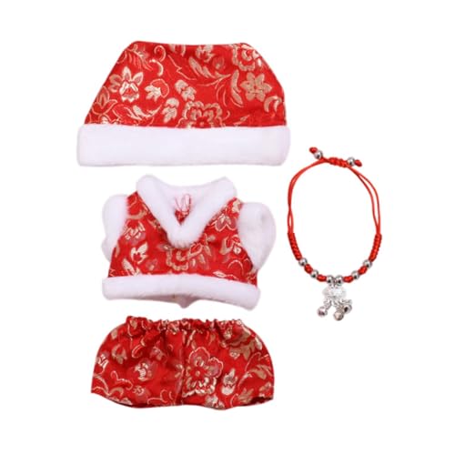 Milageto Puppenkleidung, Hosen-Set, Puppenkleidung, Dekoration, süß, mit Hut, stilvoll, abnehmbar, weiche Kostüme, Neujahrskleidung für 17 cm große Puppen von Milageto