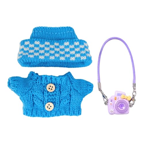 Milageto Puppenkleidung, Puppenzubehör, Kamera-Ornament, Spielzeug, Puppen-Outfit, Pullover und Mütze für 15 cm/17 cm große Puppen, Foto-Requisiten, Blau Milageto Puppenkleidung, Puppenzubehör, Kamera-Ornament, Spielzeug, Puppen-Outfit, Pullover und Mütze für 15 cm/17 cm große Puppen, Foto-Requisiten, Blau von Milageto