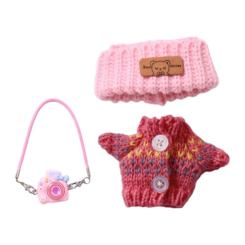 Milageto Puppenkleidung, Puppenzubehör, Kamera-Ornament, Spielzeug, Puppen-Outfit, Pullover und Mütze für 15 cm/17 cm große Puppen, Foto-Requisiten, Dunkelrosa Milageto Puppenkleidung, Puppenzubehör, Kamera-Ornament, Spielzeug, Puppen-Outfit, Pullover und Mütze für 15 cm/17 cm große Puppen, Foto-Requisiten, Dunkelrosa von Milageto