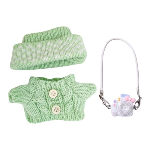 Milageto Puppenkleidung, Puppenzubehör, Kamera-Ornament, Spielzeug, Puppen-Outfit, Pullover und Mütze für 15 cm/17 cm große Puppen, Foto-Requisiten, GrÜn Milageto Puppenkleidung, Puppenzubehör, Kamera-Ornament, Spielzeug, Puppen-Outfit, Pullover und Mütze für 15 cm/17 cm große Puppen, Foto-Requisiten, GrÜn von Milageto