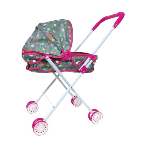 Milageto Puppenwagen, Puppenwagen, einfache Aufbewahrung, Kinderspielzeug für ab 3 Jahren, Sammlung, Simulations-Kinderwagenspielzeug, faltbar, für, Sternmuster von Milageto