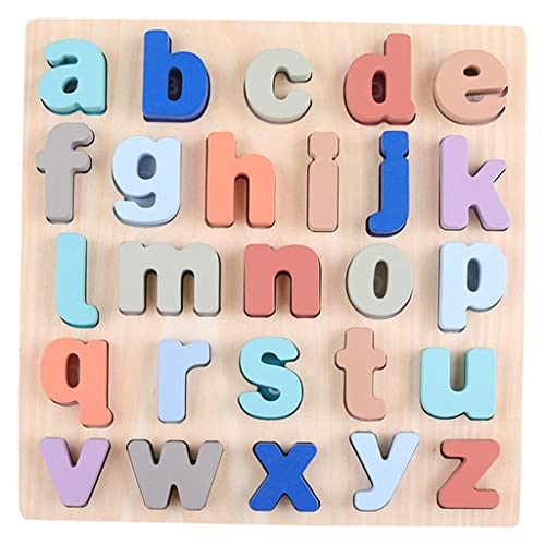 Milageto Puzzle Playing Holz frühe Lernen Puzzle-Blöcke Buchstaben und Zahlen für Kindergarten Junge, Kleinbuchstaben von Milageto