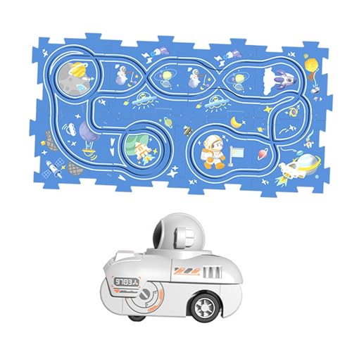 Milageto Puzzles, Gleisspielset, lustiges Weltraum-Themenpuzzle für Kinder, Puzzle-Hand-Auge-Koordination, Eisenbahnwagen-Bauspielzeug für Jungen im, 9 Stück von Milageto