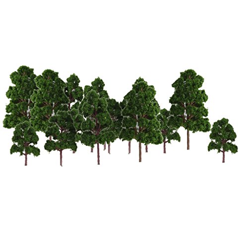 Milageto Satz von 20 Landschaftsgrünen Modellbäumen Zug Railroad Street Forest Zubehör von Milageto