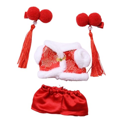 Milageto Tang-Anzug für Plüschpuppen, Puppenkleidung mit Kopfbedeckung, Plüschpuppenzubehör, Stofftierkleidung zum Verkleiden für 5,91-Zoll-Puppen von Milageto