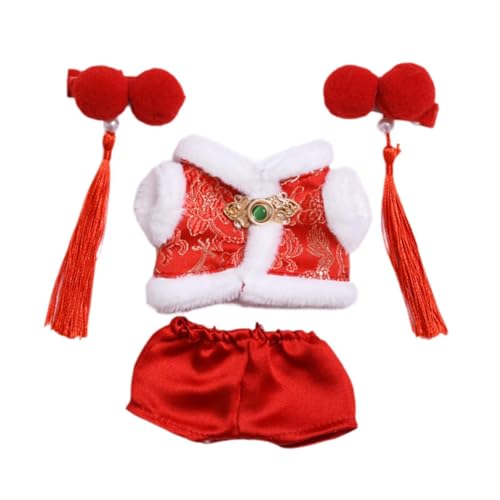 Milageto Tang-Anzug für Plüschpuppen, modisch für kleine Mädchen, Flexibilität, zum Anfassen, Puppenkostüm-Set, Anzieh-Outfit für 17 cm, Top-Hose-Kopfbedeckung Milageto Tang-Anzug für Plüschpuppen, modisch für kleine Mädchen, Flexibilität, zum Anfassen, Puppenkostüm-Set, Anzieh-Outfit für 17 cm, Top-Hose-Kopfbedeckung von Milageto