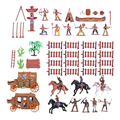 Milageto Western Cowboy Figur Soldaten Spielzeug Modell Puppenhaus Dekorationen Kutsche Simulation Kinder Kinderspielzeug von Milageto