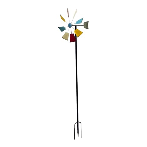 Milageto Windmühle aus Metall für den Außenbereich, Windspiel mit Pfahl, dekoratives Ornament, Gartendeko, Windskulptur für Park, Frühling, Weg, Rasen von Milageto
