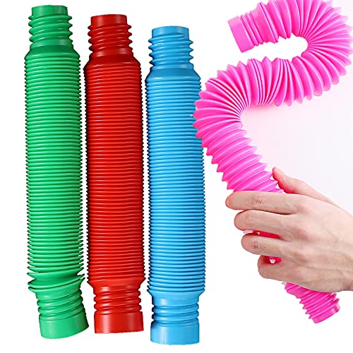 Milaloko Kids Pop Tubes Sensorisches Spielzeug, Bunte Stretch Tubes Zappelspielzeug für Autistische Kinder (4 Pack XL) von Milaloko