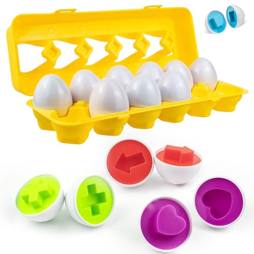 Milaloko Passende Eier Osterei Farbe Form Recoginition Sortier Puzzle Spielzeug Montessori Geschenke für Jungen Mädchen, 12Pcs von Milaloko