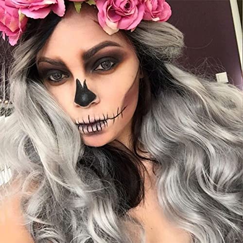 Perücke Grau für Damen Lang Locken Cosplay Perücken für Frauen Kinder Lockige Wellenförmige Synthetische Schwarz Ombre Grau Perücken für Party Fasching Cosplay Wig 077 Perücke Grau für Damen Lang Locken Cosplay Perücken für Frauen Kinder Lockige Wellenförmige Synthetische Schwarz Ombre Grau Perücken für Party Fasching Cosplay Wig 077 von Mildiso