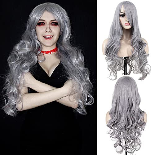 Perücke Silber Grau Lang Gewellt Locken für Frauen Damen Mädchen Karneval Fasching Kostümparty Cosplay Perücken Wig 063A Perücke Silber Grau Lang Gewellt Locken für Frauen Damen Mädchen Karneval Fasching Kostümparty Cosplay Perücken Wig 063A von Mildiso