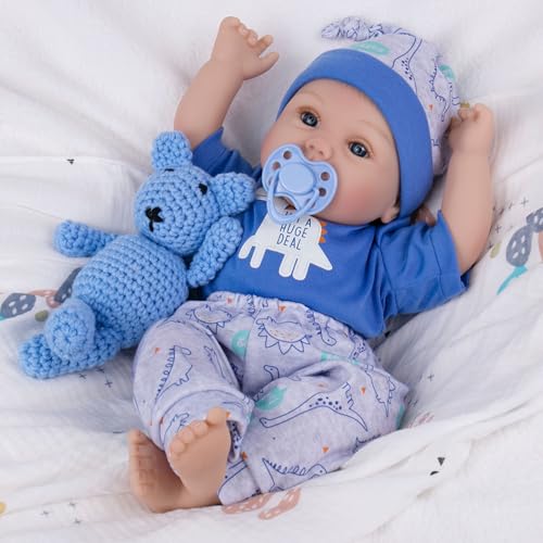 Milidool Lebensechte Reborn Babypuppen Junge - 45,7 cm Baby Weicher Körper Realistische Neugeborene Babypuppen Stoffkörper Real Life Babypuppen mit Spielzeugzubehör für Kinder Alter 3 4 5 6 7 + Milidool Lebensechte Reborn Babypuppen Junge - 45,7 cm Baby Weicher Körper Realistische Neugeborene Babypuppen Stoffkörper Real Life Babypuppen mit Spielzeugzubehör für Kinder Alter 3 4 5 6 7 + von Milidool