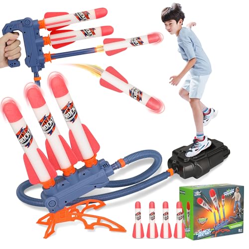 MILIFOX 2 in 1 Kinder Rakete Luftdruck-Spielzeug - Draußen für Kids, mit Power Launcher, Schaumstoff, Footed Plus Handheld Funktion von Milifox