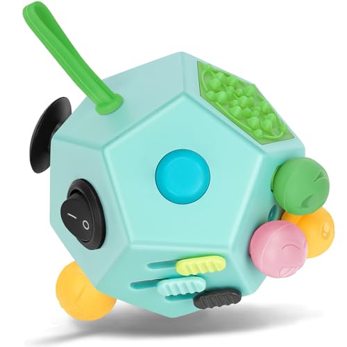 Milifox 12 Sided Fidget Cube - Fidget Cube Spielzeug für Erwachsene & Kinder mit ADHD, ADD, Autismus,Anti-Stress Angst Relief Original Infinity Toys(Blau) von Milifox