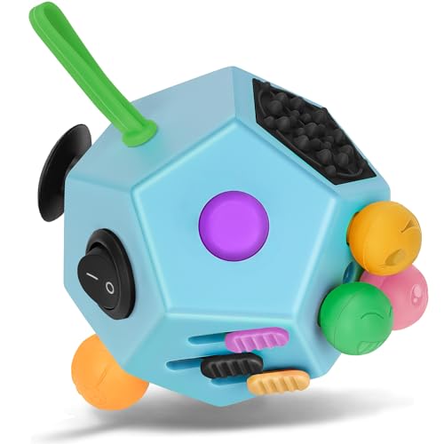 Milifox 12 Sided Fidget Cube - Fidget Cube Spielzeug für Erwachsene & Kinder mit ADHD, ADD, Autismus,Anti-Stress Angst Relief Original Infinity Toys(New Blue) von Milifox
