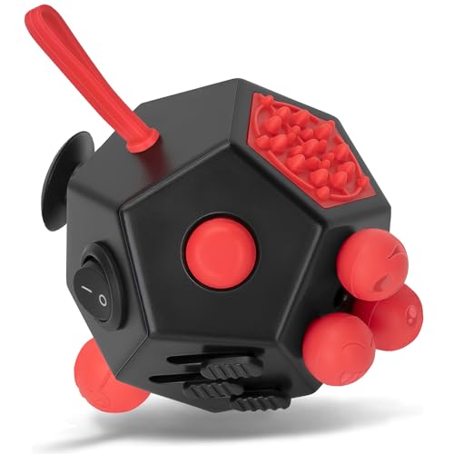 Milifox 12 Sided Fidget Cube - Fidget Cube Spielzeug für Erwachsene & Kinder mit ADHS, ADD, Autismus,Anti-Stress Angst Relief Original Infinity Toys(Black Red) von Milifox