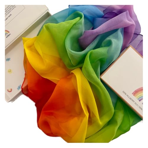 milijou – Spielseide Seide – Vielseitiges natürliches Seidentuch für kreatives Spielen, Tanzen & Verkleiden, pädagogische Aktivitäten nach Montessori Waldorf, 90x90cm, Regenbogen milijou – Spielseide Seide – Vielseitiges natürliches Seidentuch für kreatives Spielen, Tanzen & Verkleiden, pädagogische Aktivitäten nach Montessori Waldorf, 90x90cm, Regenbogen von Milijou