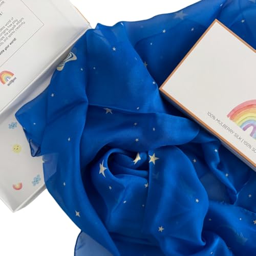 milijou – Spielseide Seide – Vielseitiges natürliches Seidentuch für kreatives Spielen, Tanzen & Verkleiden, pädagogische Aktivitäten nach Montessori Waldorf, 90x90cm, Sternenhimmel milijou – Spielseide Seide – Vielseitiges natürliches Seidentuch für kreatives Spielen, Tanzen & Verkleiden, pädagogische Aktivitäten nach Montessori Waldorf, 90x90cm, Sternenhimmel von Milijou