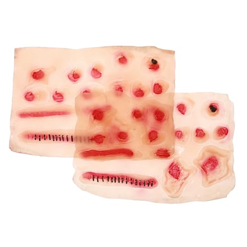 2Stücke Halloween Narben Tattoo Aufkleber Realistische Gefälschte Wunden für Kostüm und Make Up und Leicht zu Entfernen Temporäre Körperaufkleber für Halloween von Milisten