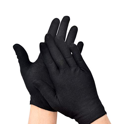 Dünne Handschuhe 12 Paar Baumwollhandschuhe schwarz für Feuchtigkeitsspendende Münze Schmuck Inspektion Honor Guard Handschuhe schwarz Größe M (dünn), schwarz, 29LI2117SD Stoffhandschuhe von Milisten