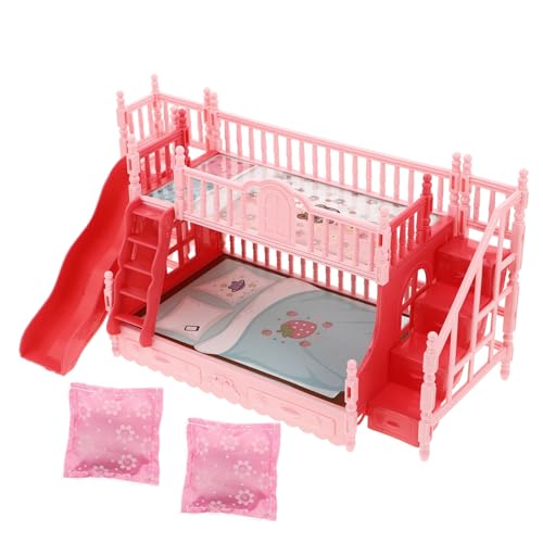 MILISTEN 1 Satz Doll Bunk Bed Set für Puppenhaus Möbel Set mit Doppeltem Bett und Zubehör für Kreatives Rollenspiel Puppenhäuser und Deko Bett mit Kissen von Milisten