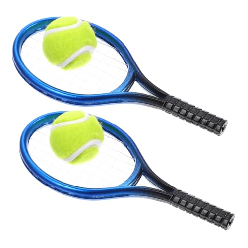 MILISTEN 1 Satz Miniaturset für Tennisracket und Ball Realistische Tenniszubehör für Puppenhaus Kinderzimmerdekoration und Fotografie Requisiten Fördert Kreatives und Sammeln von Milisten