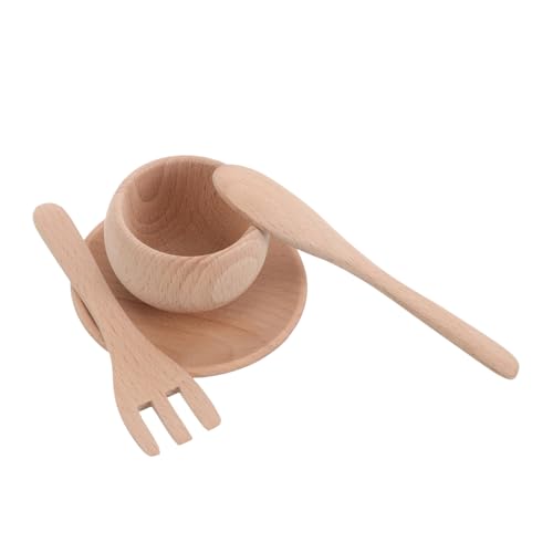 MILISTEN 1 Set Kinder Rollenspiel-küchenset Aus Holz, Kochutensilien Und Geschirr, Miniatur-küchenzubehör, Rollenspiel-Spielzeug Für Kleinkinder von Milisten