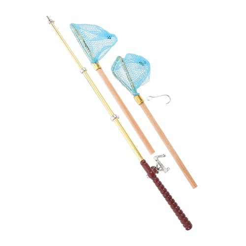 MILISTEN 1 Set Mini Angelrute Modell Angelrute Kinderspielzeug Mini Angelrute Netzwerkzeuge Maßstab Miniatur Angelrute Stöcke Dekoration Puppenhaken Miniaturen Legierung von Milisten