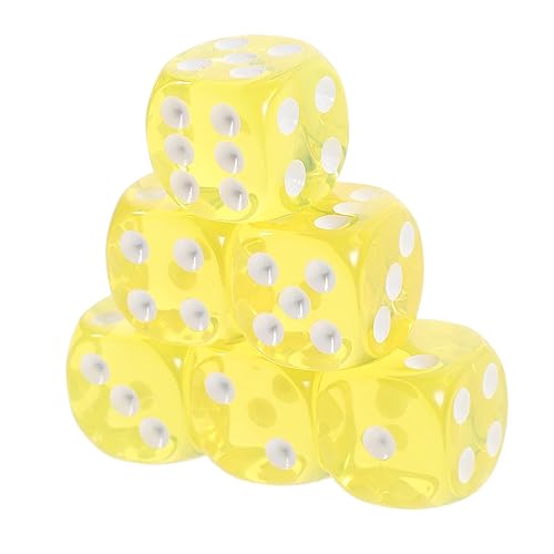 MILISTEN 10 Stück Transparente Sechsseitige Würfel Spielwürfel für Brettspiele Partyzubehör für Unterhaltung Ktv und Bars Transparent Gelb von Milisten