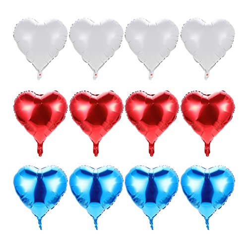 MILISTEN 12 Stück Aluminium Folienballons Herzform für Unabhängigkeitstag in Weiß Rot und Blau Deko für Partys und Fotoshootings von Milisten