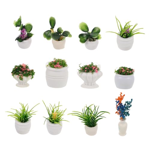 MILISTEN 12 Stück Puppenhaus Topfpflanze Bonsai Dekoration Mini-Puppenhauszubehör Miniatur Bonsai Miniatur-Pflanzenbonsai Plastik von Milisten