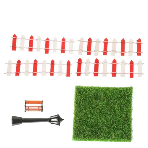 MILISTEN 1Satz Gartenmöbel Mit Straßenlicht Und Zaun Für Puppenhaus Dekoration Für Kleine Hausprojekte Und Gartenlandschaften Zufällige Zaunfarbe von Milisten