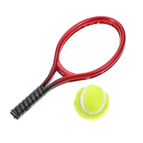 MILISTEN 1Satz Mini Tennis Kit Sportgeräte für Mini Dekoration mit Mini Tennisschläger und Ball Zubehör für Puppenhaus und Kreative Spielszene von Milisten