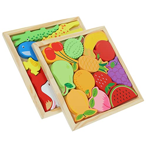 MILISTEN 2 Kartons Holzpuzzle für Bunten Tier und Obstmotiven Fördert Lernfähigkeiten Hand Auge Koordination und Motorische Fähigkeiten für Kleinkinder und Vorschulkinder MILISTEN 2 Kartons Holzpuzzle für Bunten Tier und Obstmotiven Fördert Lernfähigkeiten Hand Auge Koordination und Motorische Fähigkeiten für Kleinkinder und Vorschulkinder von Milisten