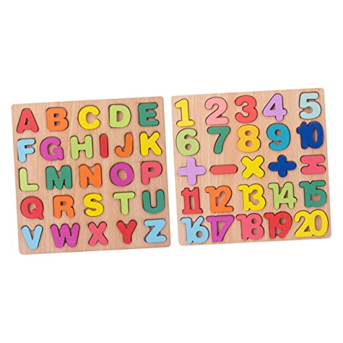 MILISTEN 2 Sätze Holzpuzzle Set für Kleinkinder Lernspielzeug Buchstaben Zahlen und Formen Pädagogisches Holzspielzeug für Frühes Lernen und Kreative Entwicklung von Milisten