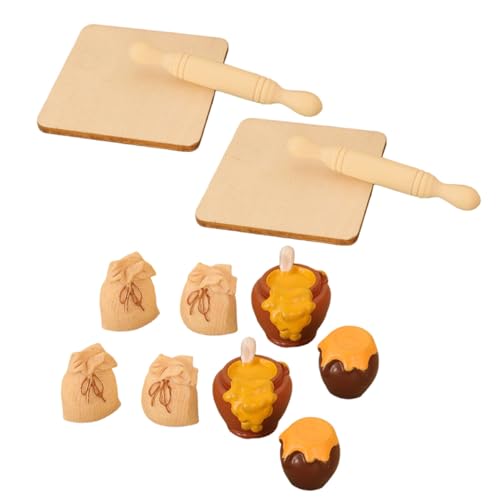 MILISTEN 2 Satz Miniatur Backzubehör für Puppenhaus mit Mini Nudelholz Honigglas und Mehltüte Sicher Realistische Küchenutensilien Leicht und Kompakt für DIY-szenen und Kreatives von Milisten