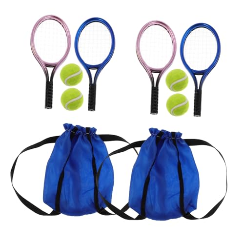 MILISTEN 2 Satz Miniatur Tennisracket mit Ball Puppenhaus Tenniszubehör Kindgerechtes Leichtes Mini Sport Accessoire für Kreative Dollhouse Dekoration und Interaktives Spiel von Milisten