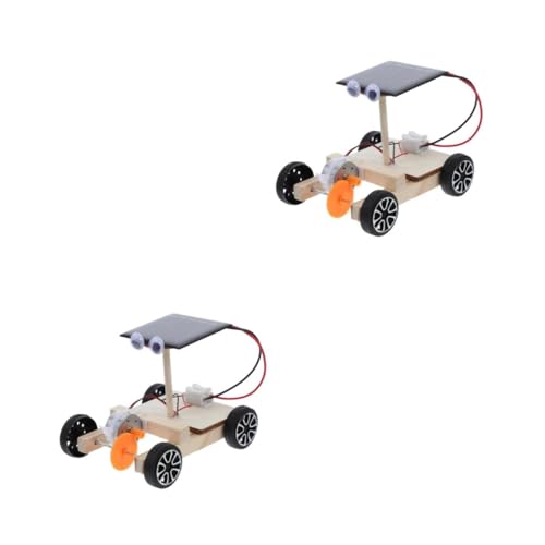 MILISTEN 2 Stück DIY Solar Auto Bausatz Mini Holzfahrzeug zum Zusammenbauen für Pädagogisches Lernspielzeug zur Kreativitätsförderung Handliches Solarfahrzeug Bastelset für Jungen und von Milisten