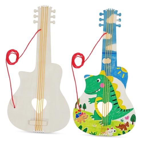 MILISTEN 2 Stück Holz Gitarre DIY für Unvollendete Malgitarre zum Gestalten und Basteln Kreative Holzspielzeug für Junge Mädchen und Kleinkinder von Milisten